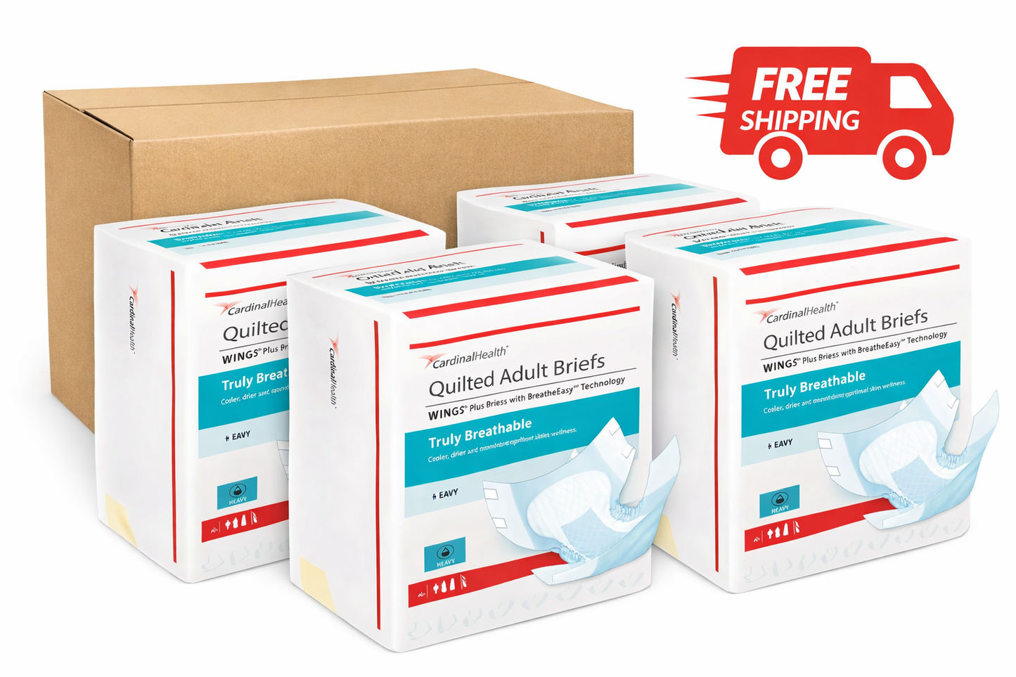 Cardinal Health Wings Plus Quilted Briefs with Tabs – Heavy Absorbency Protection