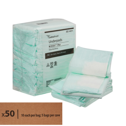 Cardinal Wings Plus Disposable Underpads 30x36 | Heavy Absorbency Bed Pads. Extra Large, 50 CS