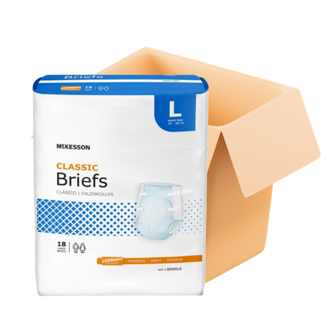 McKesson Classic Briefs with Tabs, Regular Absorbency, Bulk Case