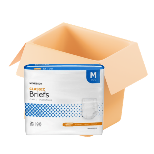 McKesson Classic Briefs with Tabs, Regular Absorbency, Bulk Case