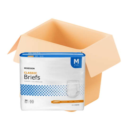McKesson Classic Briefs with Tabs, Regular Absorbency, Bulk Case