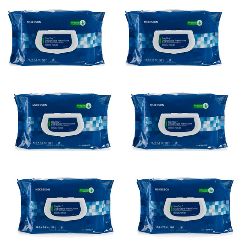 McKesson StayDry Aloe Disposable Wet Wipes, Large, Scented
