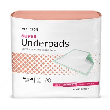 McKesson Super 30×30″ Chucks XL Disposable Bed Pads, Regular Absorbency