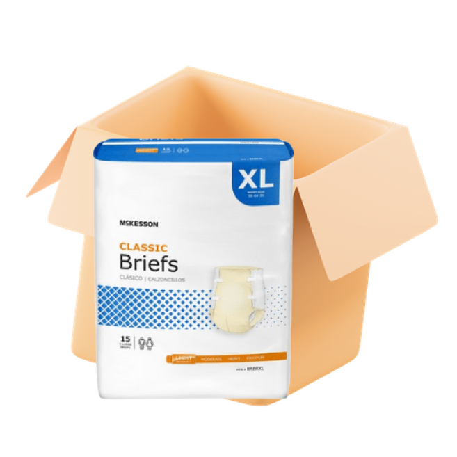 McKesson Classic Briefs with Tabs, Regular Absorbency, Bulk Case