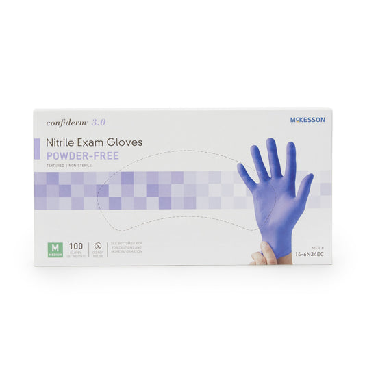 Nitrile Exam Gloves 10 Boxes of 100, Powder-Free, Textured Finger Tips - Case of 1000
