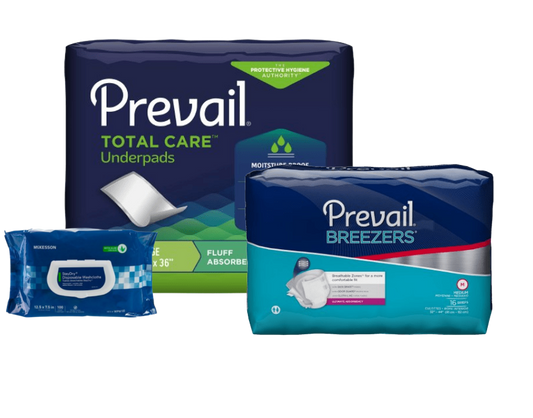 Economy Incontinence Sample Pack 2 | Prevail Breezers Briefs, Bed Pads & Wipes | Try Before You Commit