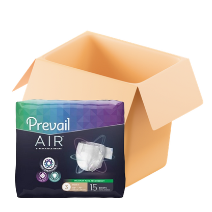 Pañales absorbentes pesados ​​Prevail Air para adultos con pestañas - Estuche a granel