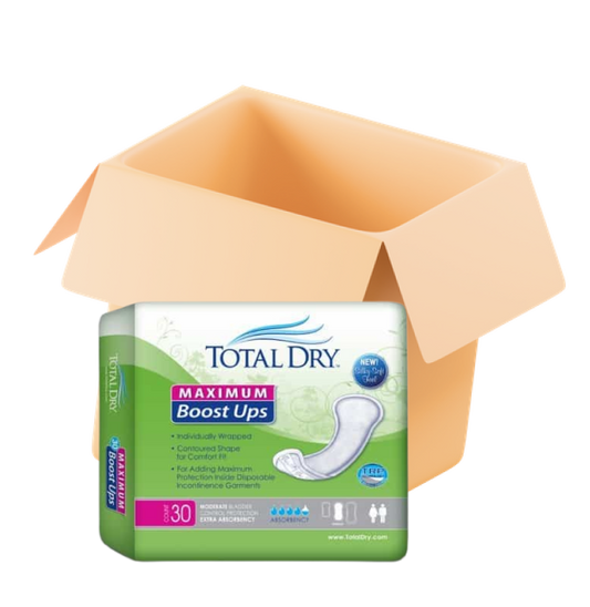 TotalDry Almohadillas de refuerzo para pañales para adultos, absorbentes pesados 120/estuche