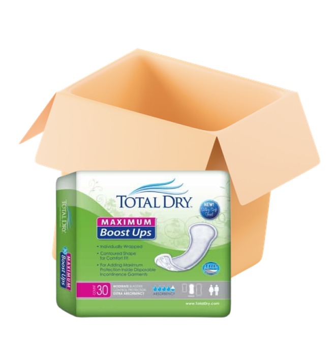 TotalDry Booster Pads for Adult Diaper, Heavy Absorbent 120/Case