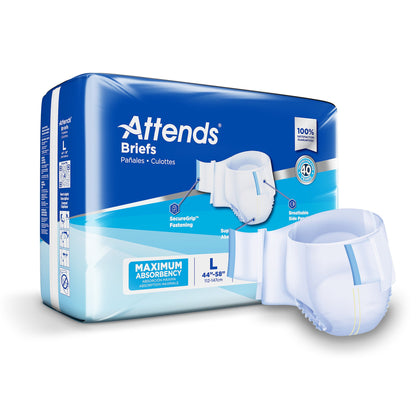 Attends Briefs Diapers with Tabs, Heavy Protection