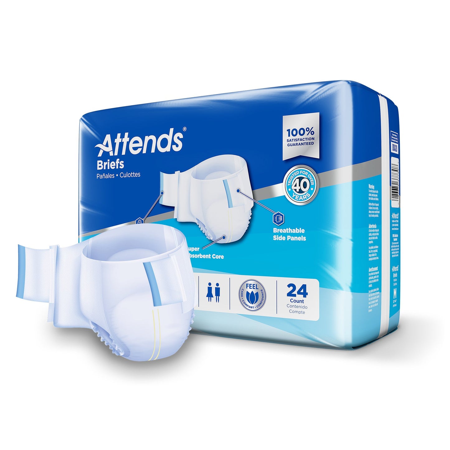 Attends Briefs Diapers with Tabs, Heavy Protection
