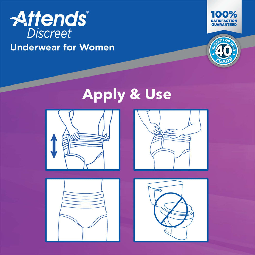 Attends Discreet Heavy Absorbent Pull-Up Underwear for Women – Adult ...