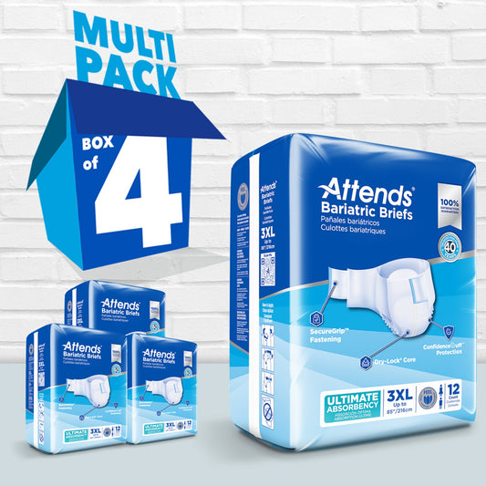 Attends Bariatric Briefs 3X Adult Diapers | Heavy Absorbent, 32/Case