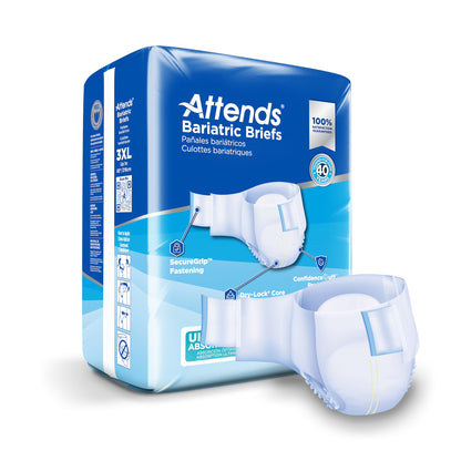 Attends Bariatric Briefs 3X Adult Diapers | Heavy Absorbent, 32/Case