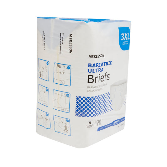 McKesson Ultra Bariatric Briefs 3X with Tabs | Heavy Absorbent, 32/Case