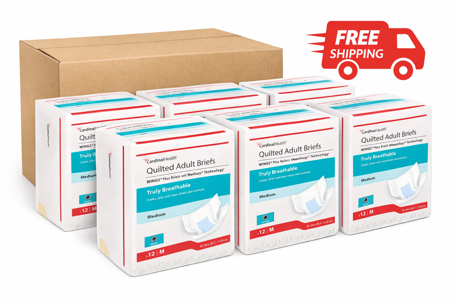 Cardinal Health Wings Plus Quilted Briefs with Tabs – Heavy Absorbency Protection