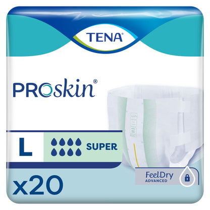 Overnight Incontinence Brief With Tabs TENA ProSkin Super Adult Unisex Disposable Heavy Absorbency