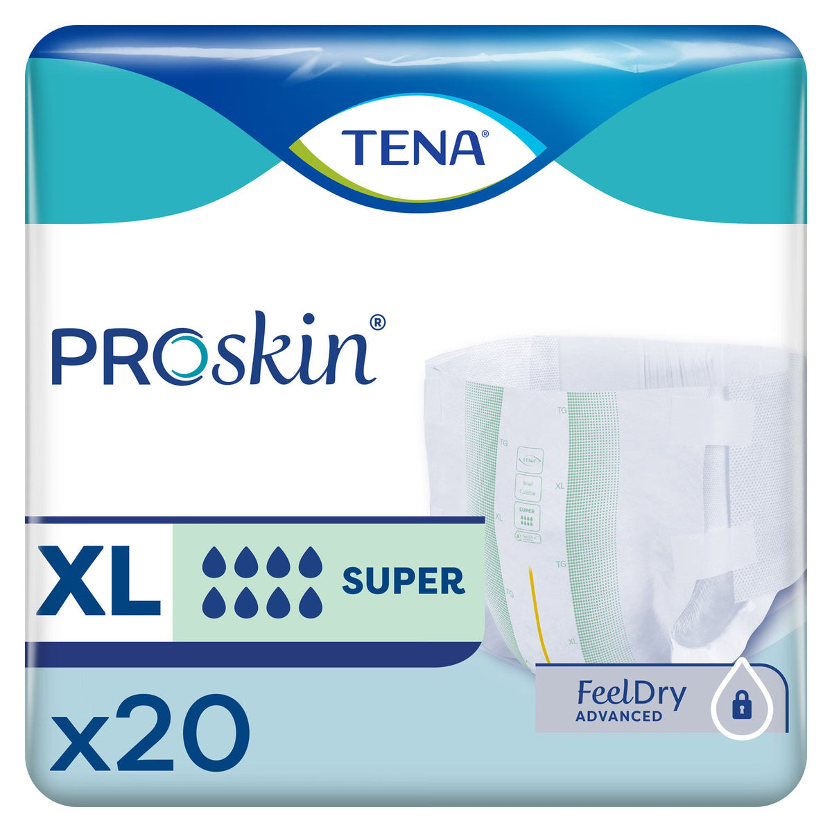 Overnight Incontinence Brief With Tabs TENA ProSkin Super Adult Unisex Disposable Heavy Absorbency