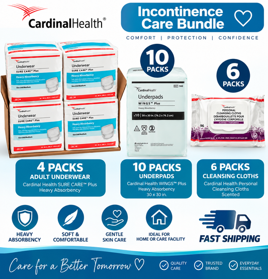 Cardinal Monthly Bulk Bundle - Pull Ups, Bed Pads, Wipes