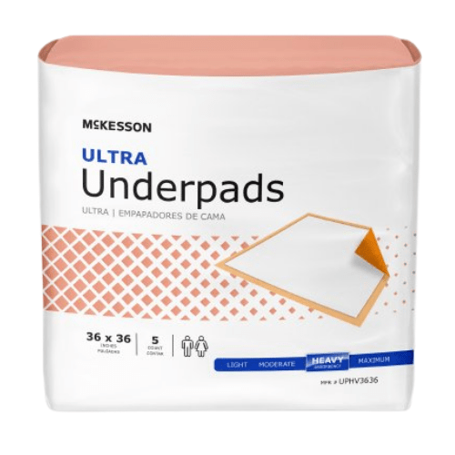 Mandriles desechables para cama Mckesson Ultra XL, almohadillas absorbentes pesadas, paquete de 5