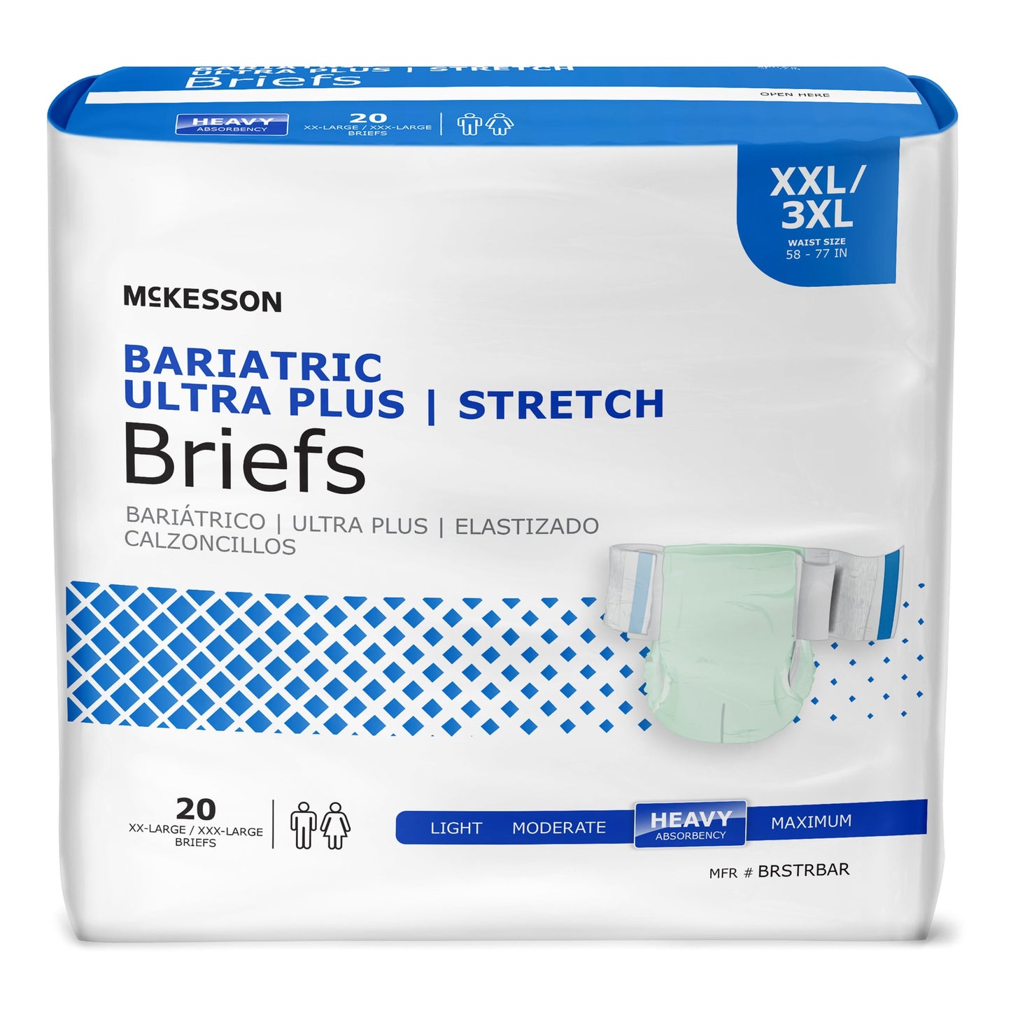 Mckesson Ultra Plus Stretch Briefs With Tabs, Heavy Absorbent Diapers