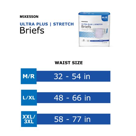 Mckesson Ultra Plus Stretch Briefs With Tabs, Heavy Absorbent Diapers