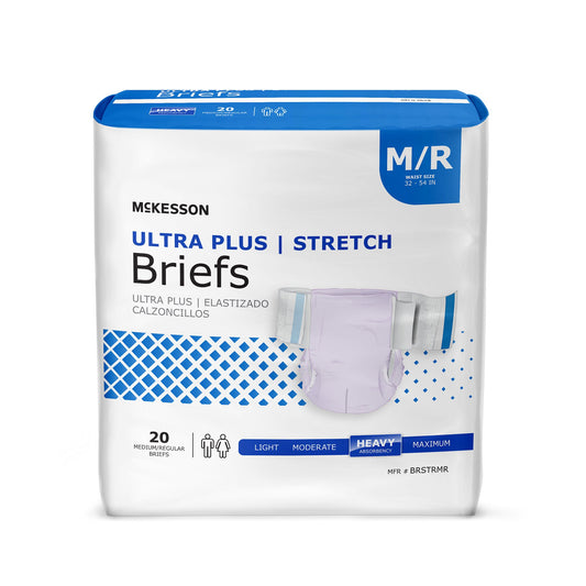 Mckesson Ultra Plus Stretch Briefs With Tabs, Heavy Absorbent Diapers