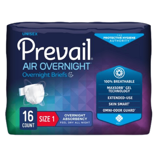 Prevail Air Overnight Briefs, pañal súper absorbente con pestañas