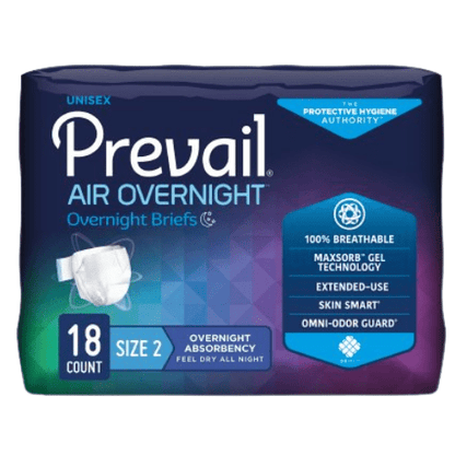 Prevail Air Overnight Briefs, Super Absorbent Diaper With Tabs