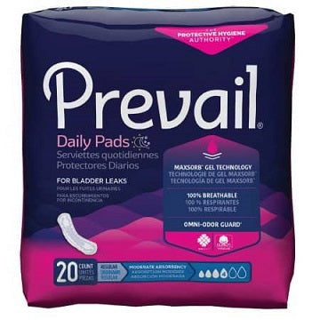 Prevail Pads Daily Incontinence Liners 9-1/4, One Size Fits Most