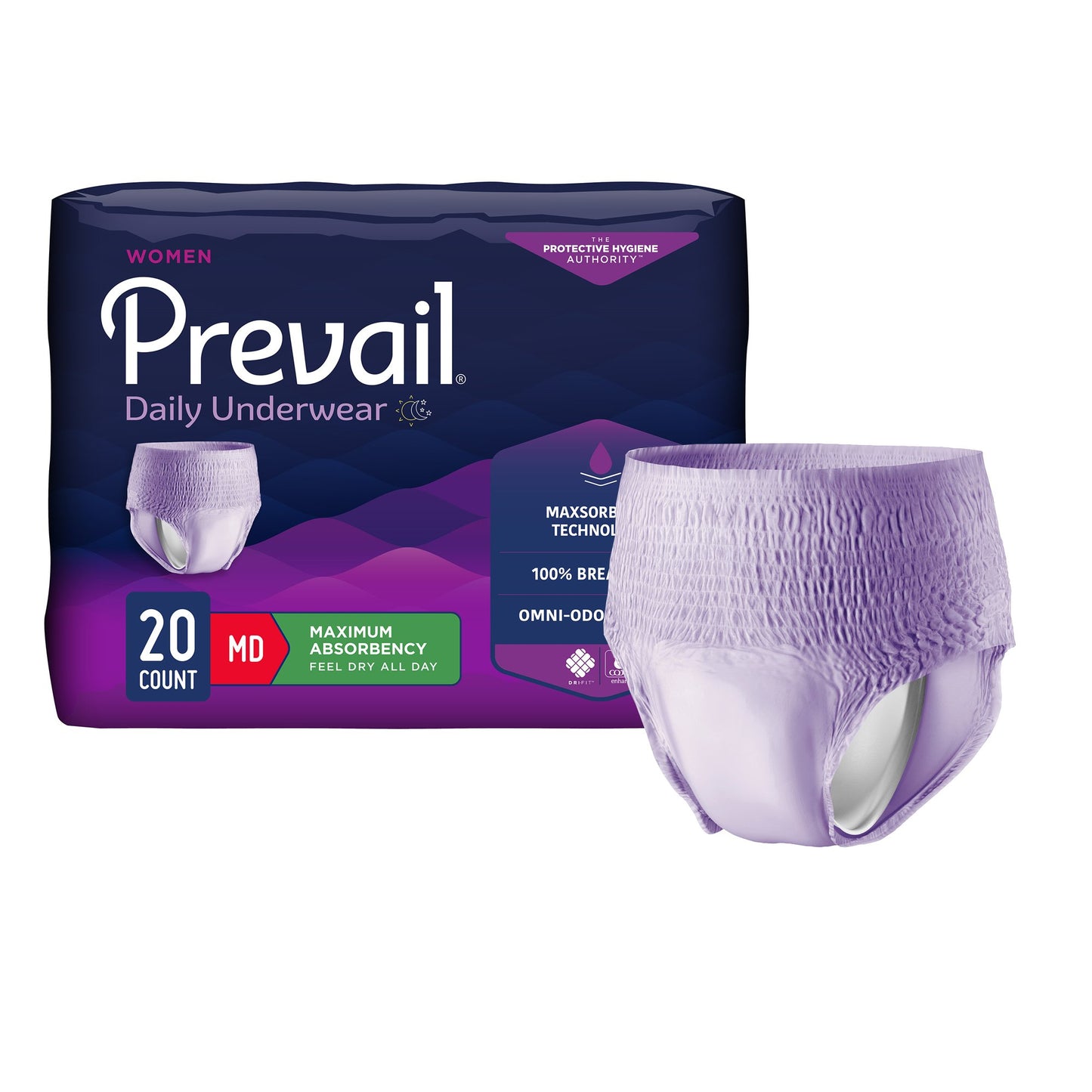Prevail para mujeres pañales diarios, ropa interior máxima absorbente