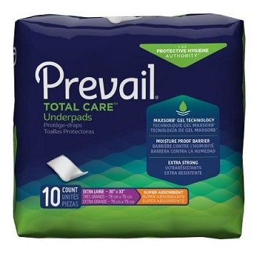 Prevail Underpads Incontinence Pads for Beds, Heavy Duty XL Chucks CS/100