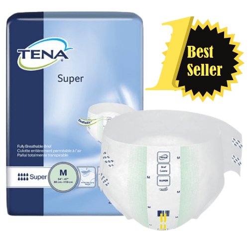 Tena Super Overnight Incontinence Briefs, máxima absorción