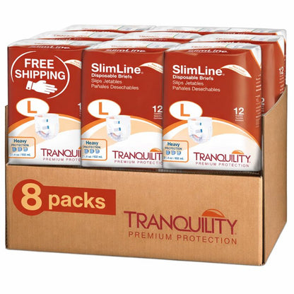 Tranquility SlimLine Briefs with Tabs – Heavy Absorbency Adult Incontinence Diapers for Overnight Use