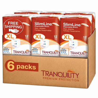 Tranquility SlimLine Briefs with Tabs – Heavy Absorbency Adult Incontinence Diapers for Overnight Use